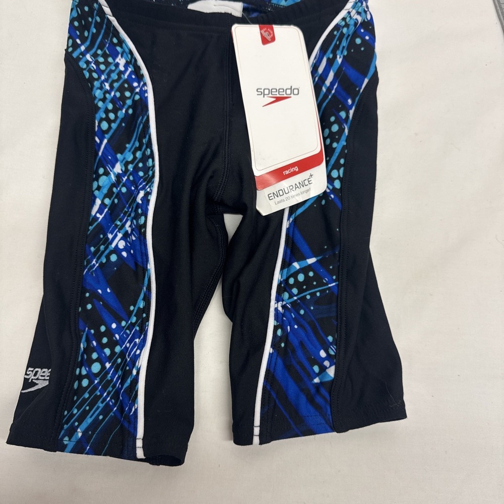 Speedo Racing Youth Black Blue Swim Shorts Jammer Sz 22 Ages 4-5 NEW